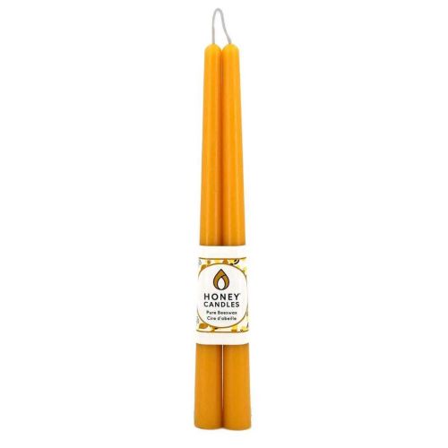 Honey Candles Tapers Pure Beeswax 12in Pair Natural CC010