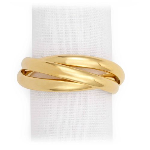 L'Objet Three-Ring Napkin Jewels Gold Set/4 NJ1002