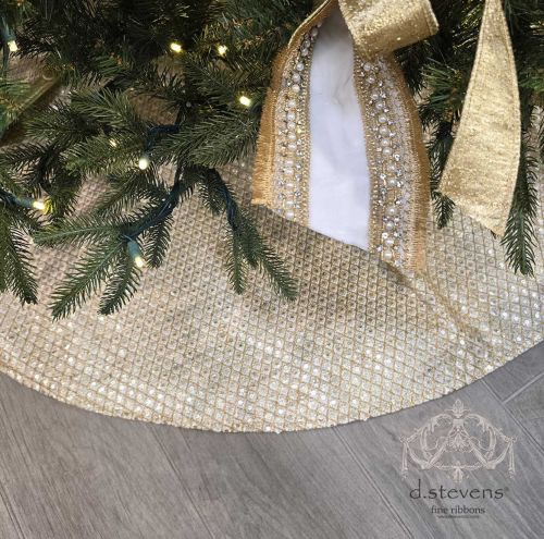 d.stevens Tree Skirts Gold Sequin Bullion Trimmed Tree Skirt 05-1736