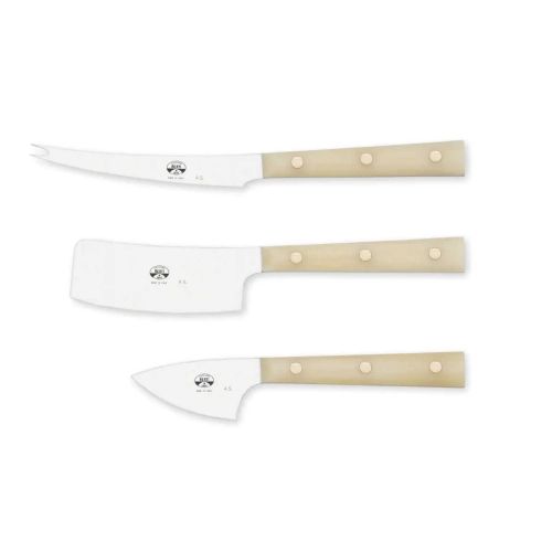 Berti White Lucite Three Cheese Knives, in wood box 425