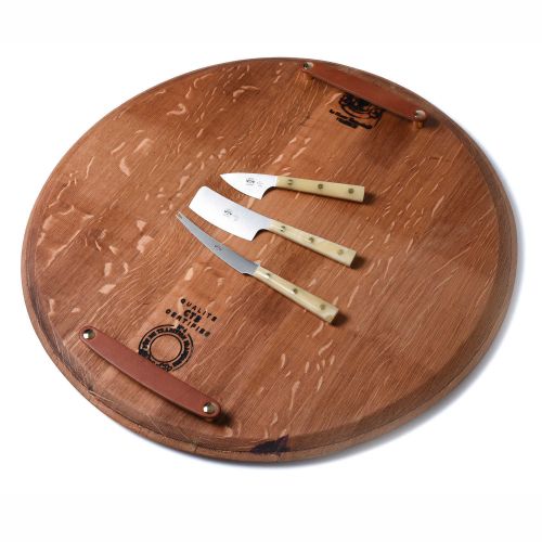Provence Platters Wine Barrel Cheese Board Medium Leather Handles 21&quot PLATMED-NL