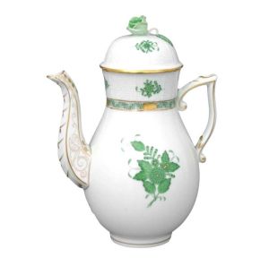 Apponyi Green Coffeepot 1.25l, Rose Knob by Herend