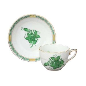 Apponyi Green Moccacup With Saucer by Herend