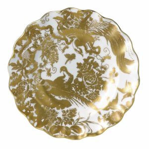Aves Gold Fluted Dessert Plate by Royal Crown Derby