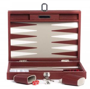 Backgammon Medium Buffalo Leather Cremisi by Hector Saxe