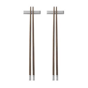 Bernadotte Chopsticks With Rest 2 Sets Ss & Ceylon Iron by Georg Jensen