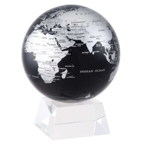 Black and Silver Globe 6in With Crystal Base by Mova