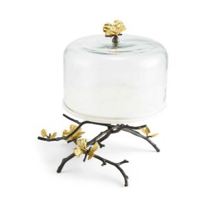 Butterfly Ginkgo Cake Stand With Dome by Michael Aram