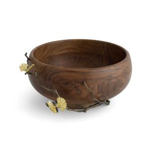 Butterfly Ginkgo Wood Salad Bowl by Michael Aram