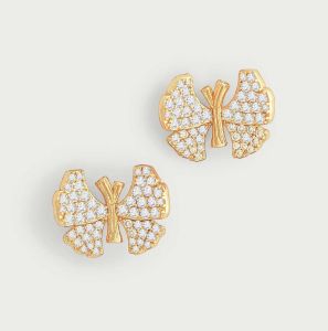 Butterfly Gold, White Crystals Pave Stud Earrings by Anabel Aram