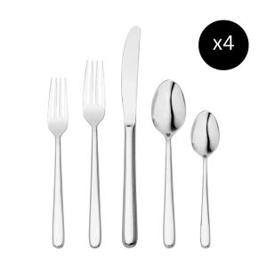 Cassini Mirror 20 Piece Set (4 X Five Piece Placesetting) by Puddifoot