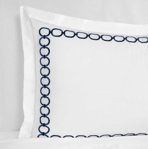 Catena White/Navy Standard Sham by Sferra