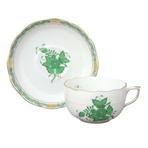 Apponyi Green Teacup & Saucer by Herend