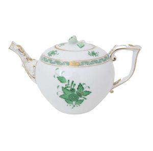 Apponyi Green Teapot 1.25l, Rose Knob by Herend
