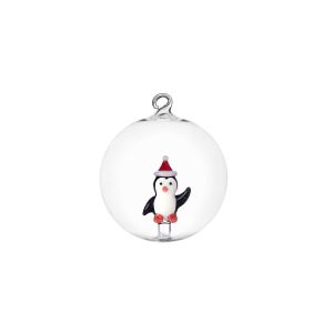 Christmas Tales Christmas Ball Ornament Penguin W/ Christmas Hat by Ichendorf