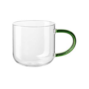Coppa Glass Mug, With Green Handle by Asa Selection