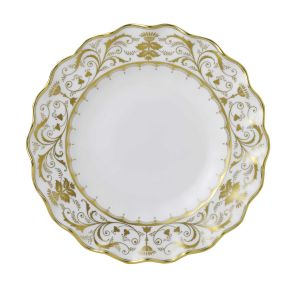 Darley Abbey White Fluted Dessert Plate by Royal Crown Derby