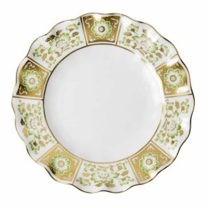 Derby Panel Green Fluted Dessert Plate by Royal Crown Derby