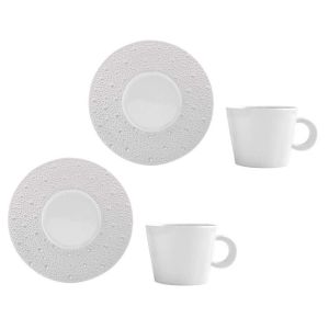 Ecume Perle Set Of 2 Tea Cups And Saucers by Bernardaud