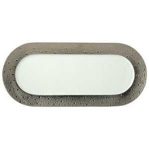 Ecume Platinum Cake Platter Rectangular - 15 In. - by Bernardaud