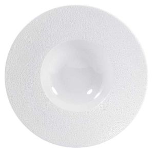 Ecume White Large Rim Soup Plate Wide Rim by Bernardaud