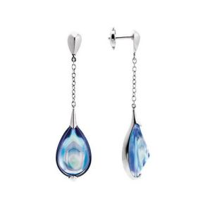 Fleurs De Psydelic Earrings Silver Aqua Blue Mirror by Baccarat
