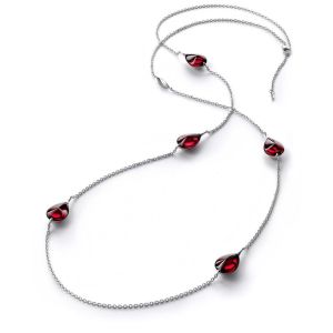 Fleurs De Psydelic Long Necklace Iridescent Red Silver by Baccarat
