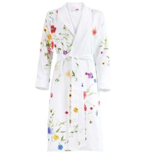 Fleurs Volantes White Terry lined bathrobe XL by Christian Fischbacher