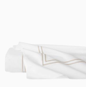 Grande Hotel White/Taupe King Flat Sheet by Sferra