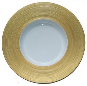 Hemisphere Gold Hollow Dish W. Rim by Jl Coquet