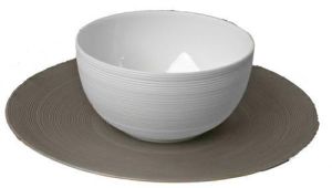 Hemisphere Platinum Full Rim Sauce Boat Tray by JL Coquet