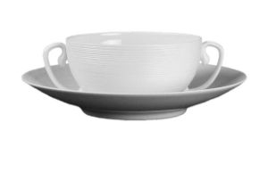 Hemisphere Satin White Cream Soup Saucer by JL Coquet