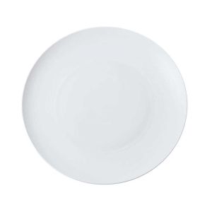 Hemisphere Satin White Flat Round Dish Maxi by JL Coquet