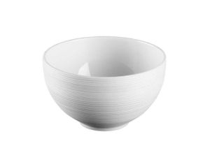 Hemisphere Satin White Rice Bowl by JL Coquet
