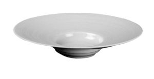 Hemisphere Satin White Rim Soup Plate Medium by JL Coquet