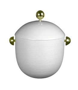 Hemisphere Satin White Soup Tureen Gold Accents by JL Coquet