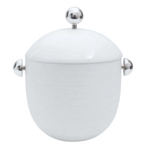 Hemisphere Satin White Soup Tureen Stainless Steel Accents by JL Coquet