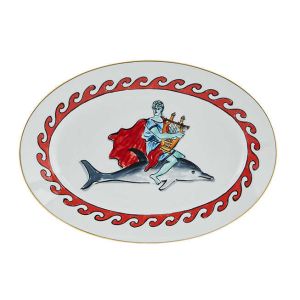 Il Viaggio Di Nettuno Dolphin White Oval Flat Platter 34 Cm by Richard Ginori
