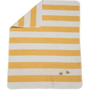 Juwel Baby Blanket Yellow and Grey Stripes With Bees by Fussenegger
