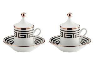 Labirinto Nero Tete A Tete Coffee Set, 2 Coffee Cups And Saucers by Richard Ginori