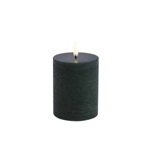 LED Pillar Candle Rustic Pine Green 10cm by Uyuni