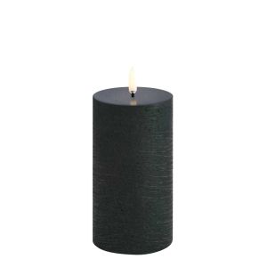 LED Pillar Candle Rustic Pine Green 15cm by Uyuni