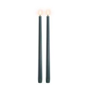 LED Slim Taper Candle Pine Green 2-Pack by Uyuni