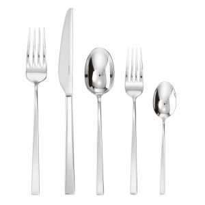 Linea Q Silverplated 5 Pcs Place Setting with Solid Handle Knife by Sambonet
