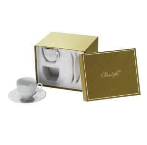 Malmaison Imperiale Platinum Set Of 2 Coffee Cup And Saucers by Christofle