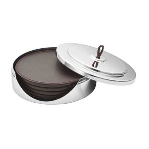Manhattan Coaster Set Leather by Georg Jensen