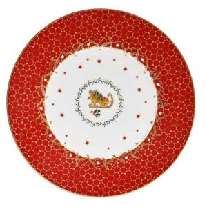 Noel Salad Plate - Red Sleigh Design by Bernardaud
