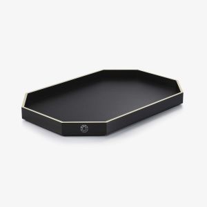 Octogone Tray Lacquer Large Black by Baccarat