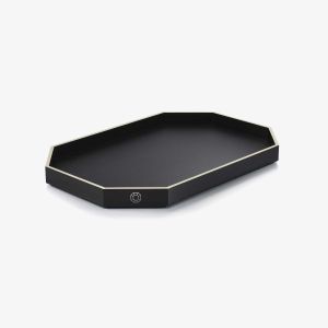 Octogone Tray Lacquer Medium Black by Baccarat