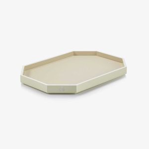 Octogone Tray Lacquer Medium Light Beige by Baccarat